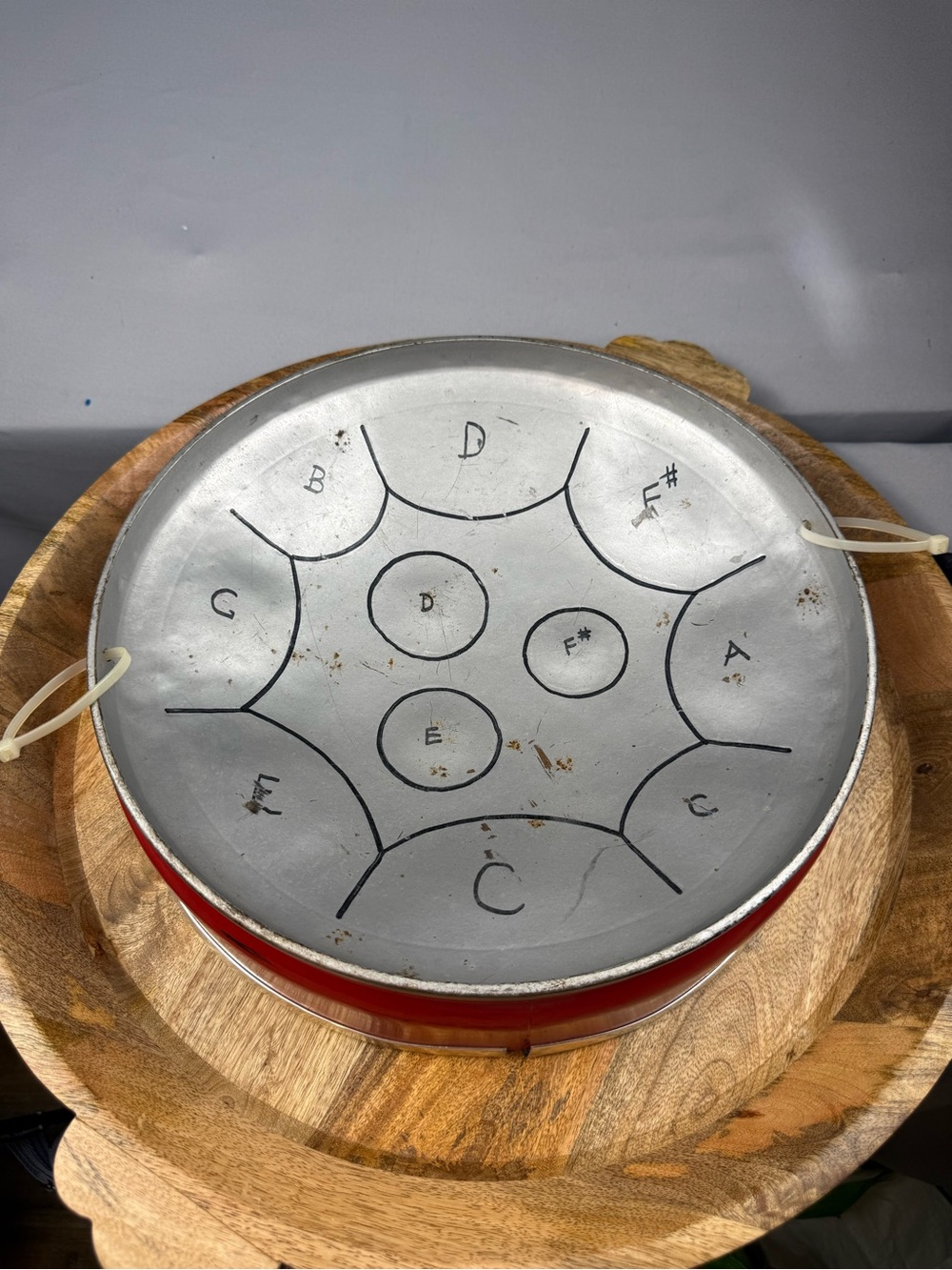 Steel Tongue Drum Red Meditation Sound Healing Instrument 12”